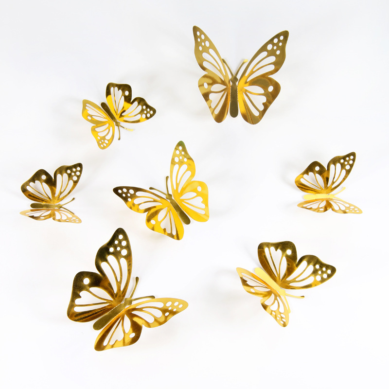 Mariposas 3D huecas efecto metálico | Pegatinas decorativas para pared | Decoración del hogar o sala de estar