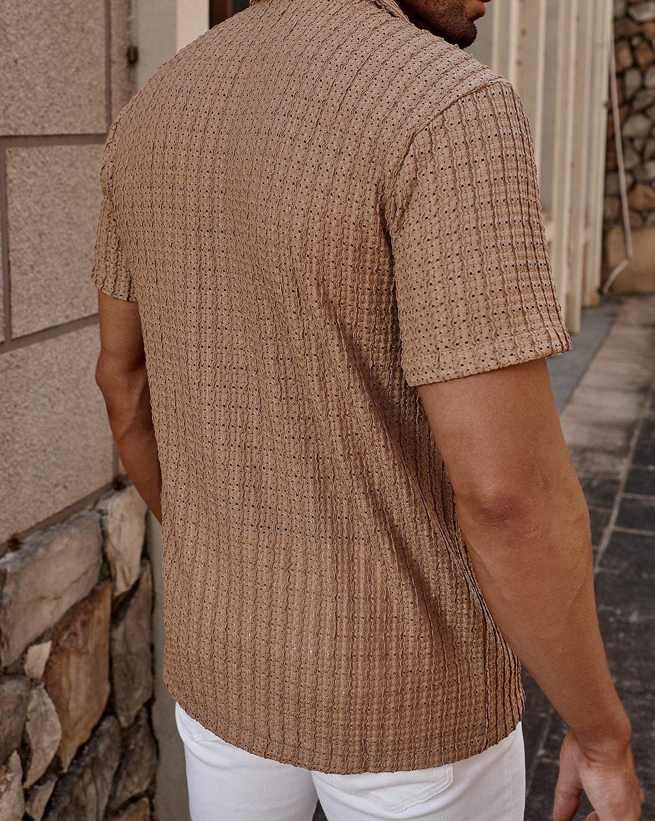 Men's Casual Striped Shirt Lapel Short Sleeve Shirt image 12