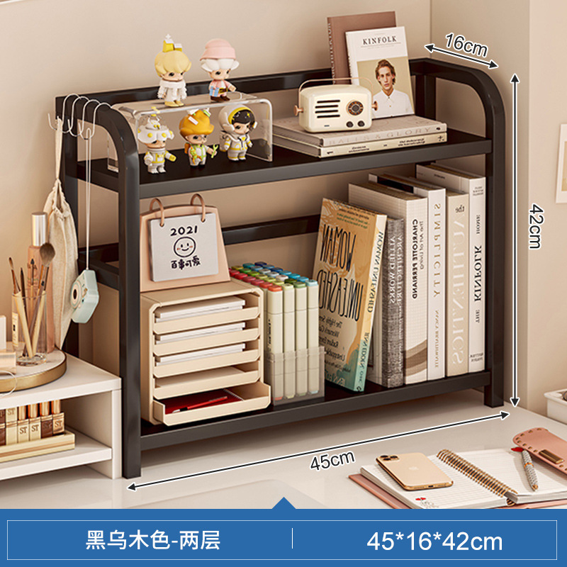 Estante de escritorio de escritorio de almacenamiento de estantes de escritorio de escritorio de oficina dormitorio de estudiantes libros cosméticos hierro forjado acabado estante