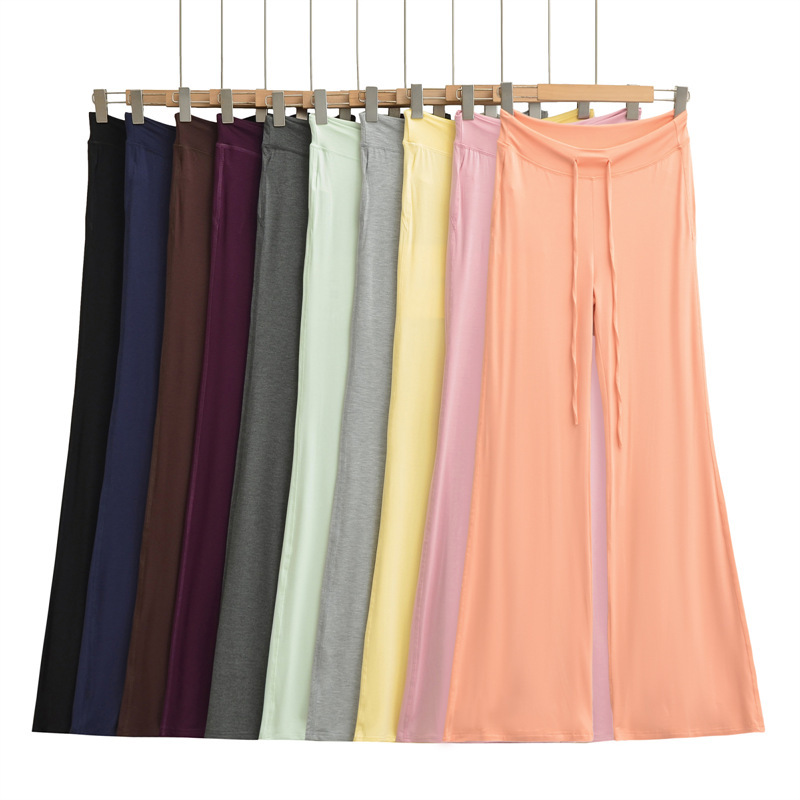 Relaxed Drawstring Slimming Yoga Flared Pants for Women, Summer Versatile Comfortable Lazy Thin Straight-Leg Floor-Length Pants