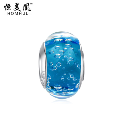 Best-selling blue cut crystal beads DIY flower butterfly rainbow pattern glass beads large hole beads bracelet spacers