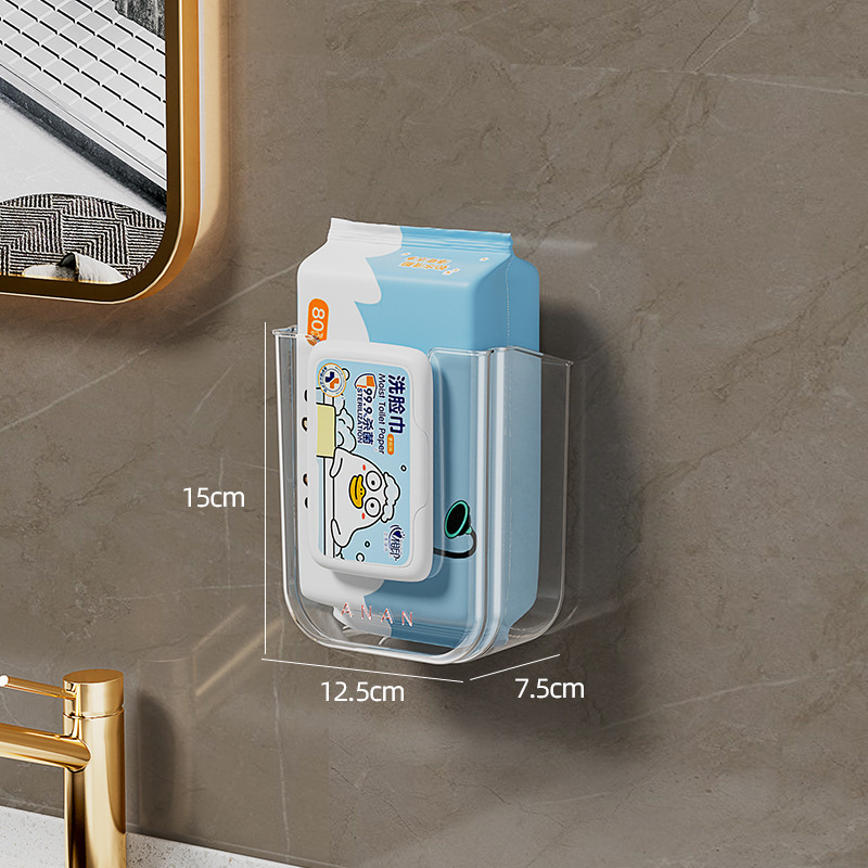 トイレットペーパーボックスライト高級壁掛けウェットティッシュ収納ボックスパンチフリーキッチンバスルームペーパーボックス収納ラック|undefined