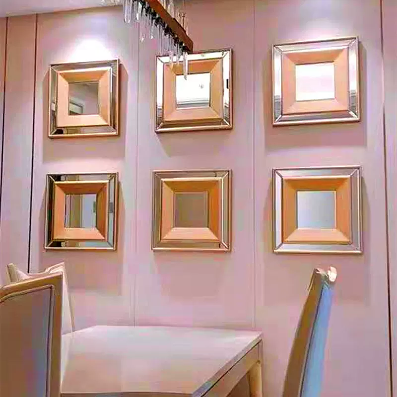 餐厅镜子装饰墙面轻奢小方块组合壁挂镜挂墙家具背景墙装饰镜镜面