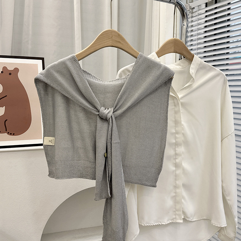Nuevo estilo coreano Dongdamen sólido chale de punto para mujeres primavera y otoño con cardigans delgados de verano bufandas de nudos