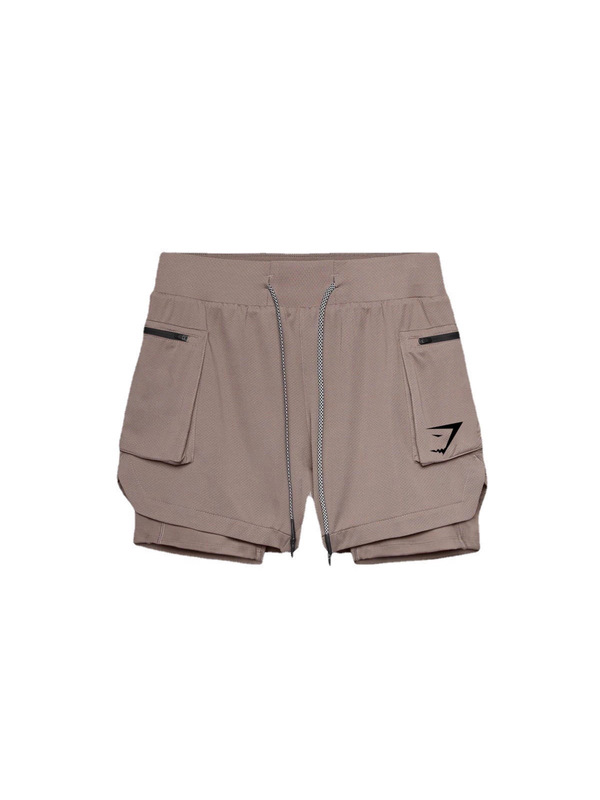 GYMSHARK健身短裤男士外贸爆款双层跑步训练速干短裤双口袋肌肉鲨|undefined