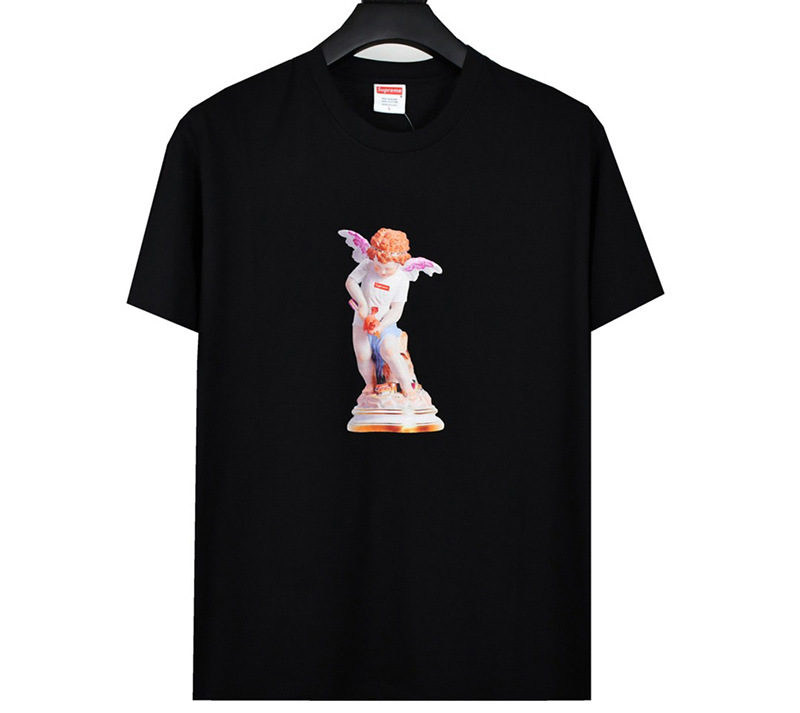 ヘビーウェイトクロスボーダー アメリカンファッション Supreme レタープリント Tシャツ BOX ラウンドネック 半袖 メンズ レディース ゆったり カジュアル Tシャツ 男女兼用