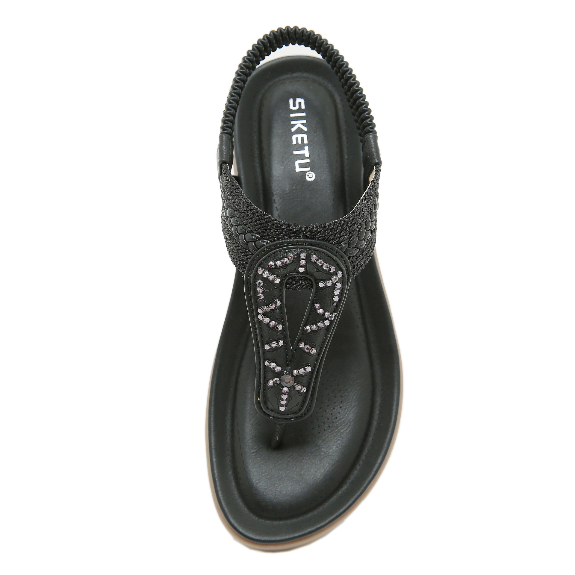 5012-2 2025 nuevas sandalias amazonas bohémias diamante cómodas vacaciones en el mar zapatos planos grandes