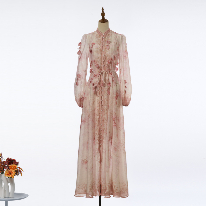 Cross-Border Independent Platform 2026 Spring/Summer New Heavy Craftsmanship Handmade Floral Long Dress for Women Cross-Border Independent Platform 2026 Spring/Summer New Heavy Craftsmanship Handmade Floral Long Dress for Women
