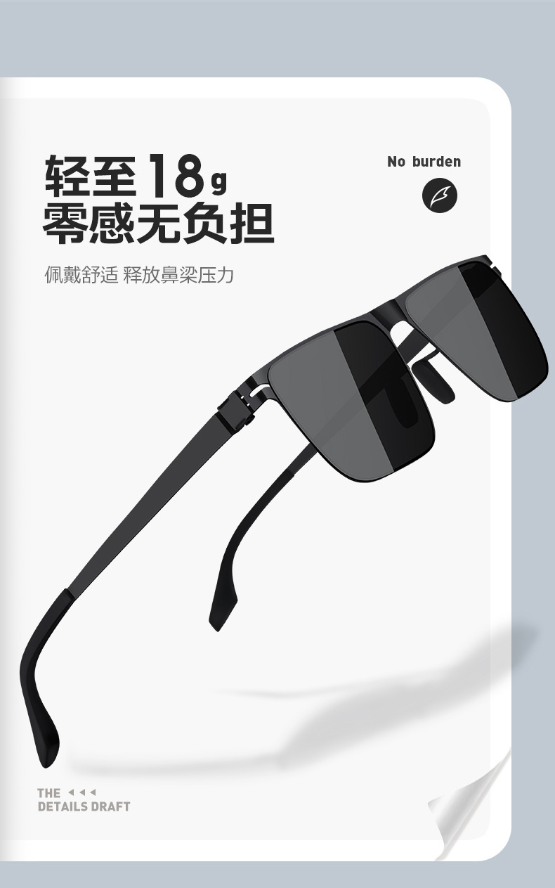 抖音直播同款钢皮偏光太阳镜男眼镜司机开车驾驶墨镜男士撕膜镜片详情6