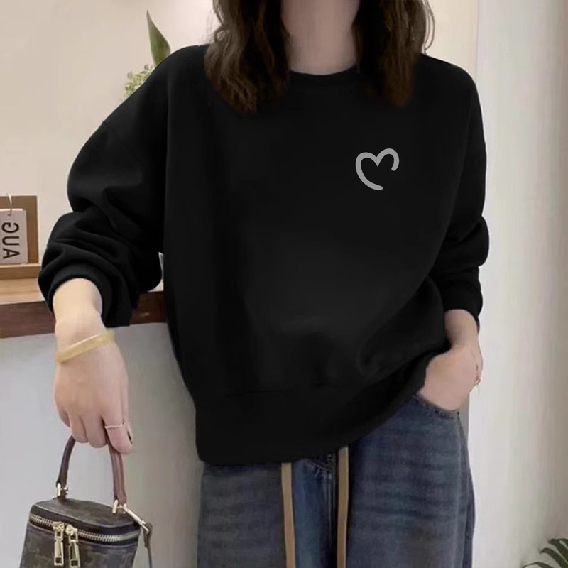 即墨卫衣女2025新款爆款时尚洋气秋冬小个子圆领套头长袖印花上衣|undefined