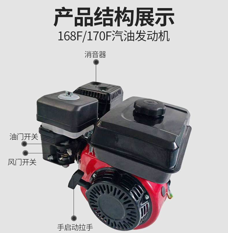168F 170F Gasoline Engine Agricultural Four-Stroke Micro Tiller Sprayer Thresher Grain Harvester Atv