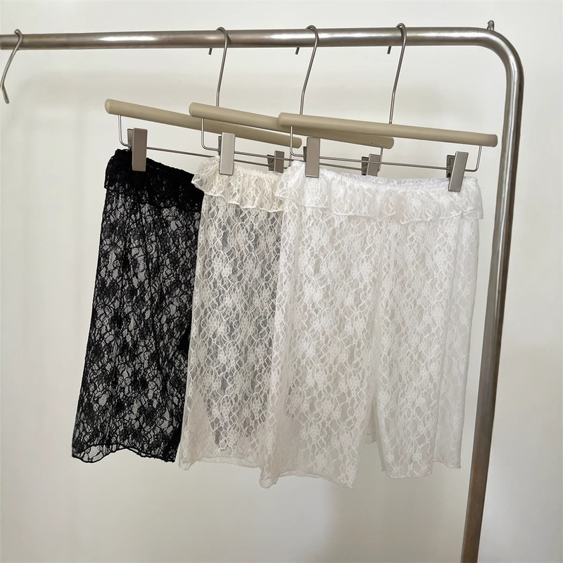 in stock Tricolor Summer ~ South Korea Ins Girls Japanese Style Lace Soft Wave Lace Inner Pants Leggings