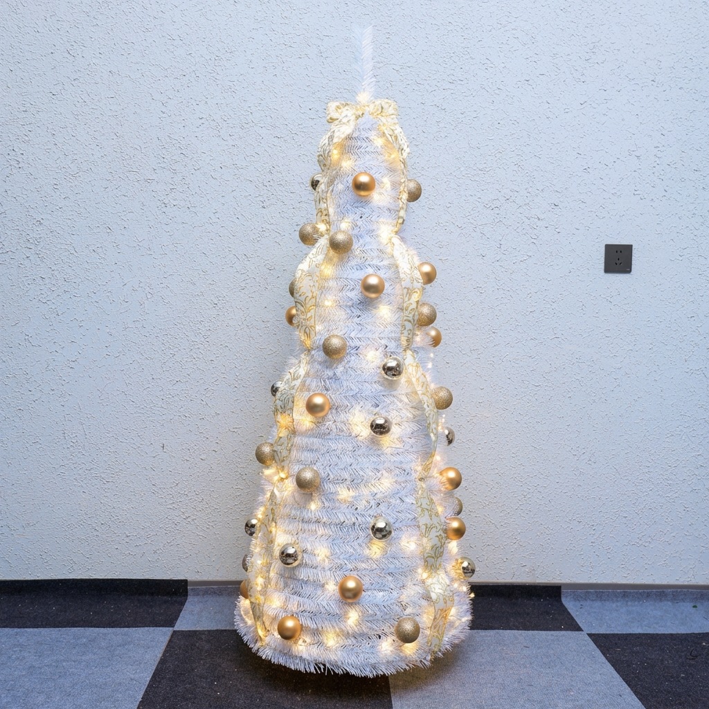 Árbol de Navidad retráctil plegable paquete doméstico decoración de Navidad árbol de torre de PVC 1.8m nuevo solo transfronterizo