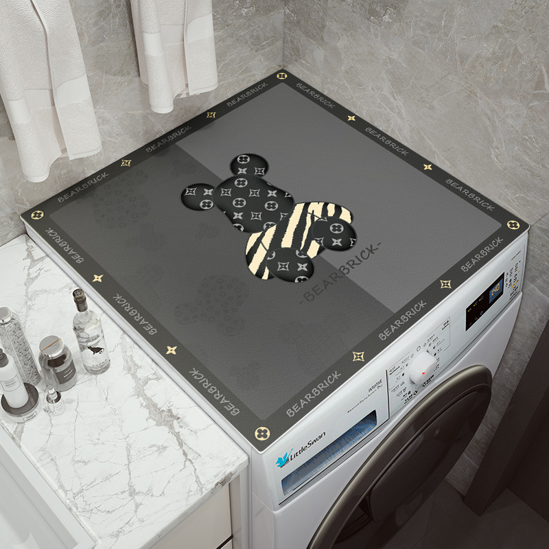 Imitación de cuero estera a prueba de polvo impermeable a prueba de aceite de tambor lavadora cubierta de tela doble abierta refrigerador cubierta de polvo horno de microondas estera de la cubierta