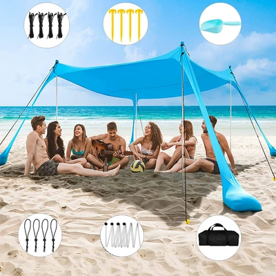 Avtomobil yan çətirləri | Camping Canopy Cross-Border Upf50+ - blue-upgrade-4-aluminum-rods-200160150cm