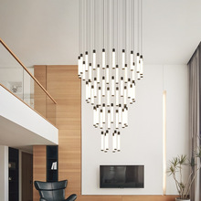 2022新款簡約客廳長吊燈 極簡北歐樓梯燈 創意個性旋轉復式樓吊燈