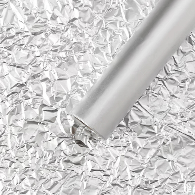 Papel de aluminio de modelado floral, papel de revestimiento plateado brillante, papel de embalaje de base plisado amasado a mano, material de decoración de regalo de flores