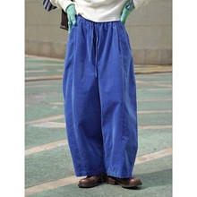 卢浮秋冬新款韩系简约INS风弹力平绒弧形休闲裤宽松阔腿长裤女