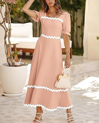 Women's Regular Dress Simple Style Square Neck Short Sleeve Solid Color Midi Dress Daily display picture 10