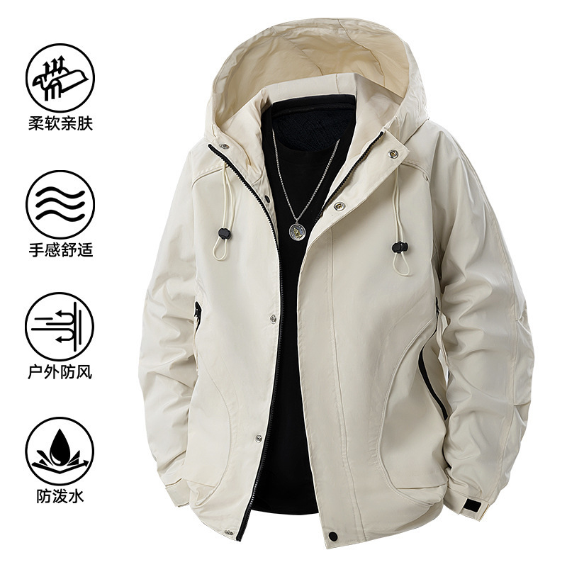 2025 Spring and Autumn Jacket Coat Men's Casual Coat Couple's Trendy Brand Loose All-match Hooded Jacket Coat