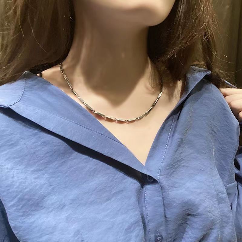 Diamanten ketting voor mannen High Street Titanium staal High Sense voor mannen Mannelijke accessoires Niche choker Vrouwelijke sleutelbeenketting Hipster meloenzaadketting_voghion.com