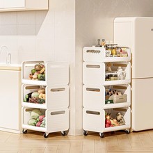 日本厨房果蔬菜篮子置物架轻奢落地蔬菜多功能收纳架子放菜小推车