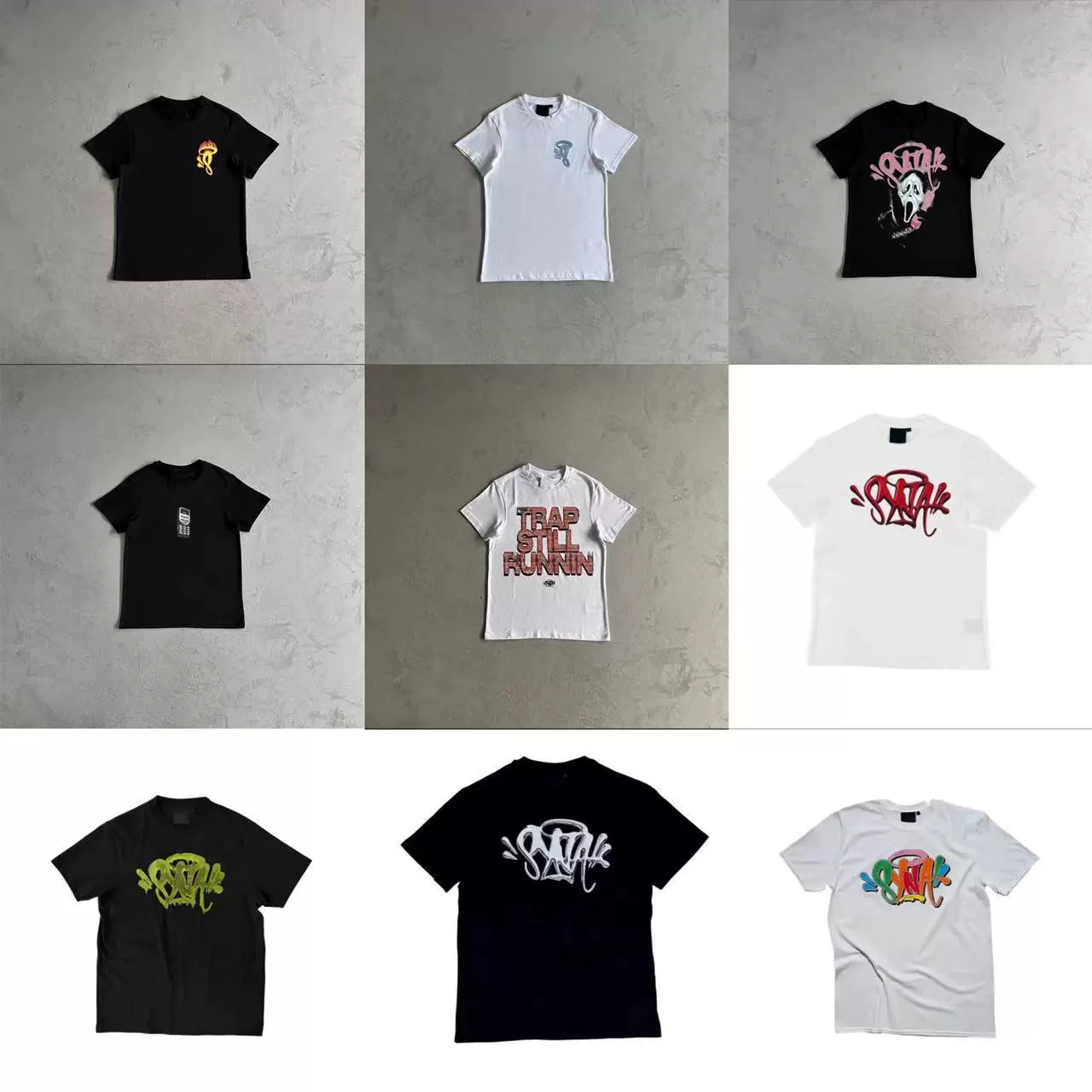 Трансграничные европейские и американские приливные бренды хип-хоп SYNAWORLD с принтом с короткими рукавами мужская высокая улица свободная повседневная пара футболка