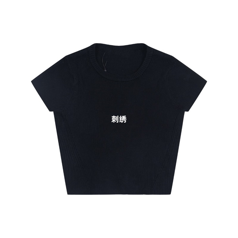 C Niniと同じ夏のホットアイテム、背中が開いた小さなラベル刺繍ニットベスト、女の子のホットガールスタイル半袖|undefined