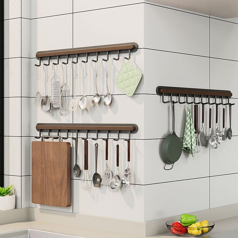 Wall-mounted kitchen utensil rack, no-drill hook rack, storage rack for countertop and wall space Wall-mounted kitchen utensil rack, no-drill hook rack, storage rack for countertop and wall space