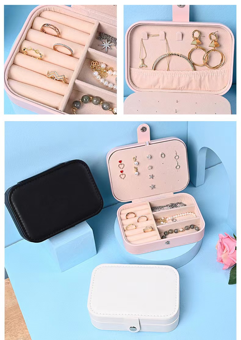179g Weight Jewelry Boxes Classification Pu Leather Material Solid Color Pattern Fashion Style Fashion Solid Color Pu Leather Jewelry Boxes