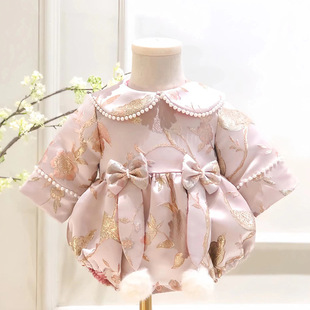 Baby one-year-old dress 2025 new summer style children's dress for birthday party baby girl Chinese style Tang suit bag
