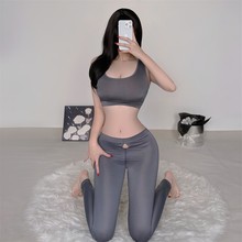 情趣内衣女睡瑜伽服装套装制服性感开档拉链睡衣衣家居紧身代发