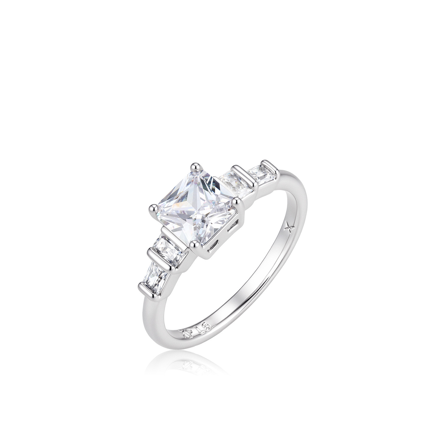 Xuping anillo de bodas de gemas artificiales cuadradas geométricas ligera aleación de cobre de lujo temperamento simple anillo de joyería
