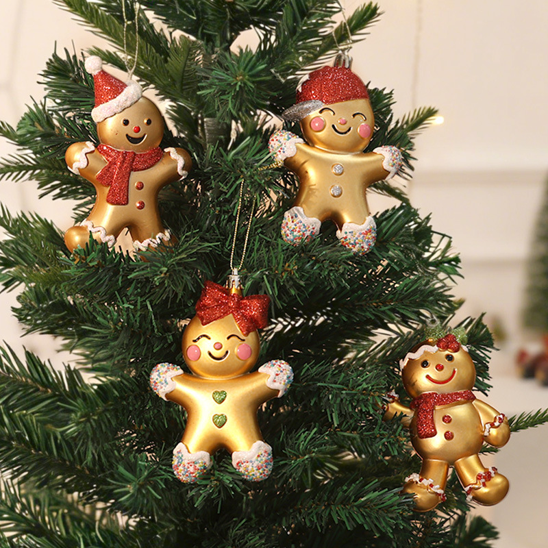 New Christmas tree pendant Christmas decoration pendant party layout high-end electroplated gingerbread man scene decoration