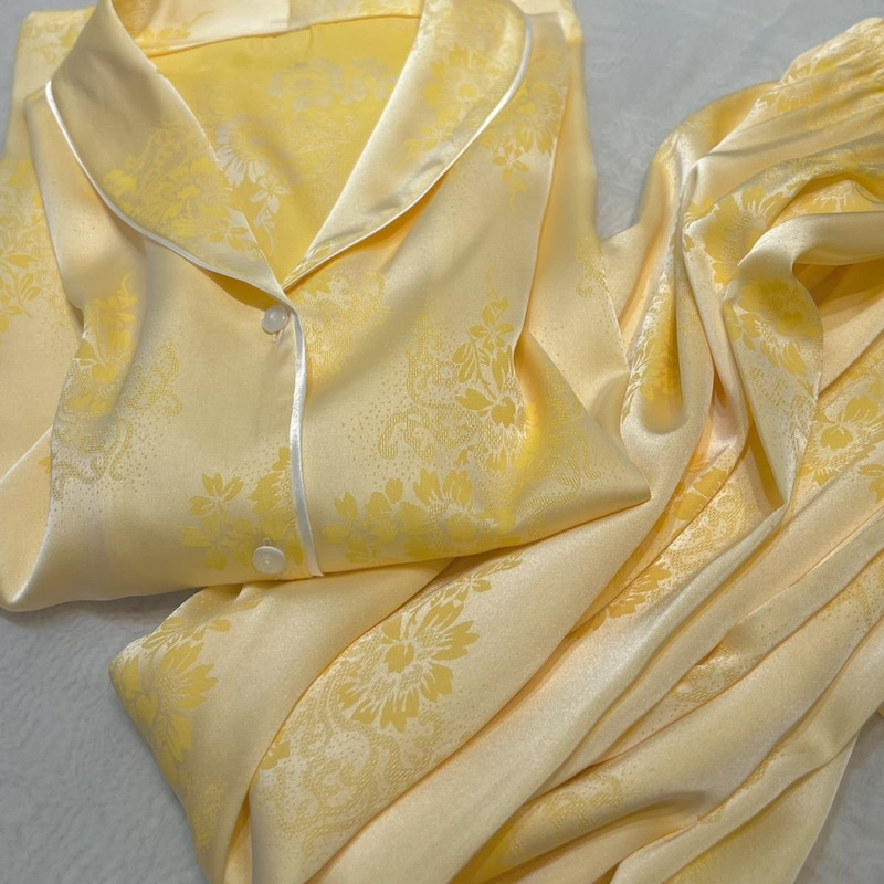 Ice Silk Pajamas Women's Summer Long-sleeved Thin suit Silk Spring and Autumn Korean Style Outwear High-end Fashionable Home Wear