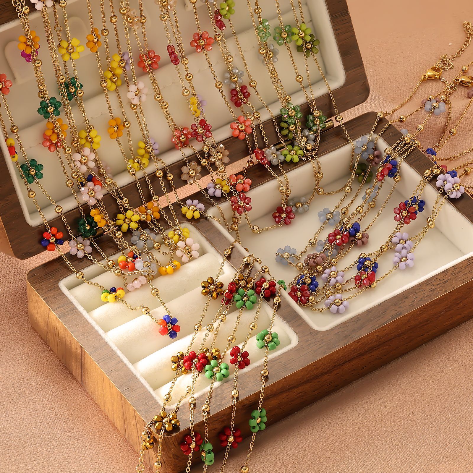 10g Weight Necklace Classification Titanium Steel Chain Material cable chain Chain Type 1 Piece Quantity Holiday, Daily Occasion Titanium Steel Material Flower Pattern All Seasons Season Women's Gender Plating Design Simple Style Style Wholesale Jewelry Simple Style Flower Titanium Steel Plating Necklace Cable Chain 2