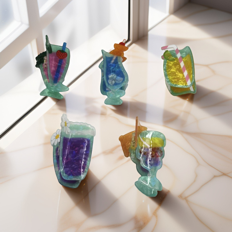 Hair Accessories Cute and Interesting Drinks Ice Cream Niche Fun Foreign Trade Imitation Acetate Personalized Fashion Clip New Hairpin