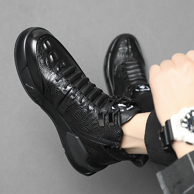 Martin boots for men's winter high cut plush British work anti slip warm snow boots, cold resistant and waterproof_voghion.com