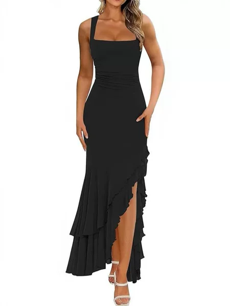 2026 In-Stock Cross-Border Amazon New Fashion Slim-Fit Ruched Mermaid Strapless Dress Supports Small Order Wholesale