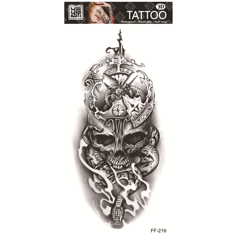 Yuanhua fábrica de pegatinas de tatuaje a prueba de agua en stock al por mayor cabeza de Lobo tótem texto árabe tatuaje pegatinas suministro transfronterizo