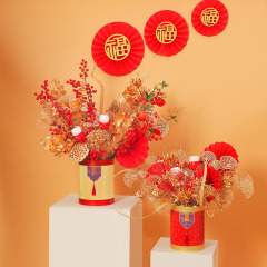 居家新年如意福桶送開業結婚喬遷字牌年宵花插花桶喜慶抱抱桶