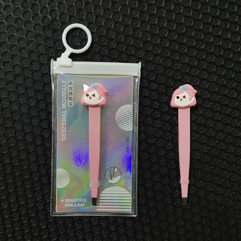 LMLTOP Cute Girl flat and slanted eyebrow tongs, adorable stainless steel eyebrow tongs, hair plucking tongs, tweezers SY525 undefined