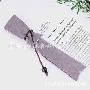 Double-Layer Cotton and Linen Pen Bag Pen Cover Single Pen Pen Bag Literary Retro Sandalwood Brass Pen Protective Cover Chinese Style Hand