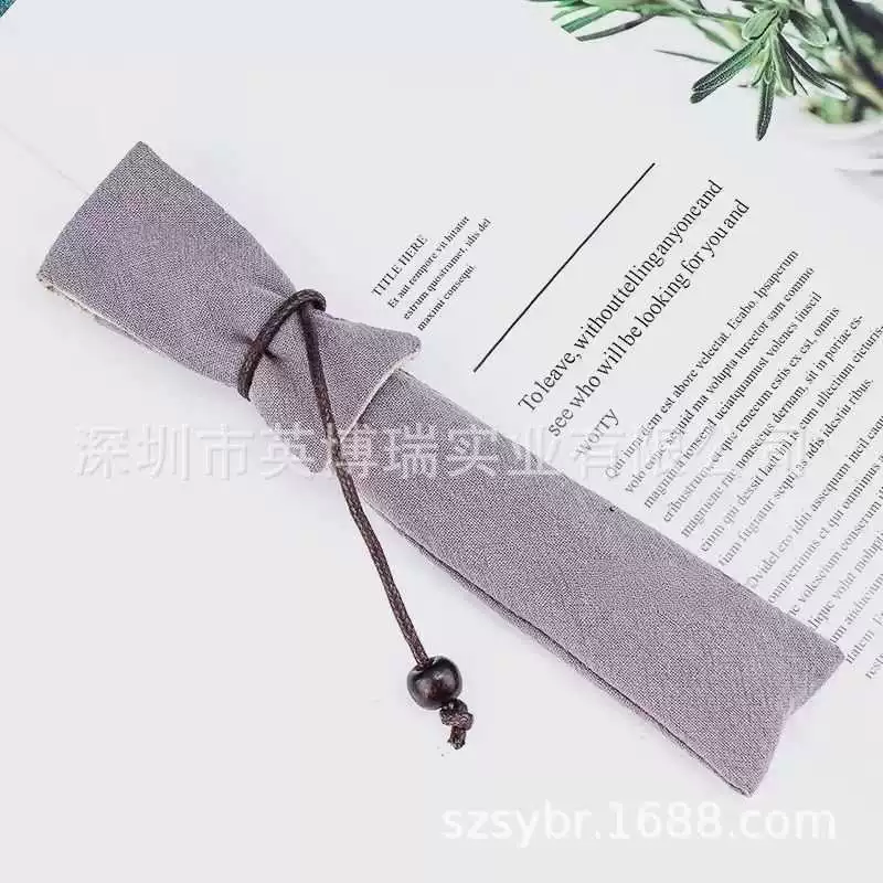 Двухслойная сумка для ручек из хлопка и льна, чехол для ручки, сумка для ручек, литературная ретро-сандаловое дерево, латунная ручка, защитный чехол, ручка в китайском стиле