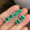 Sophisticated square earrings, green zirconium, accessory, diamond encrusted, wholesale