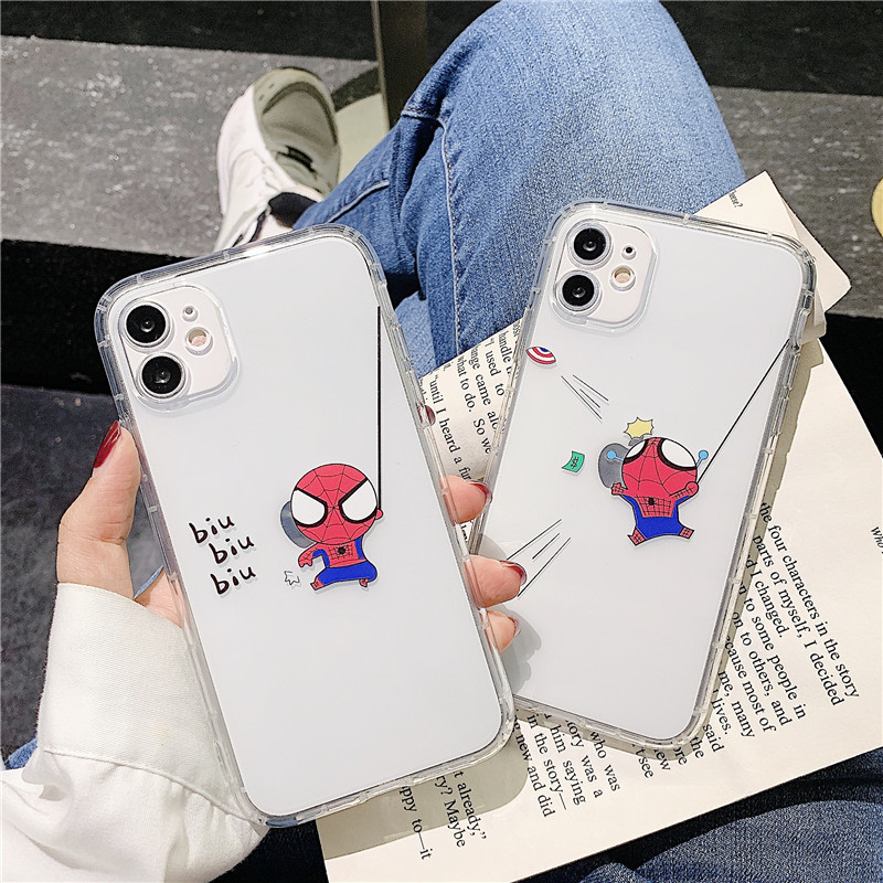 Little Spider Suitable for Iphone14Pro Mobile Phone Case Apple 12Promax Protective Cover 13 All-Inclusive Transparent Soft Shell