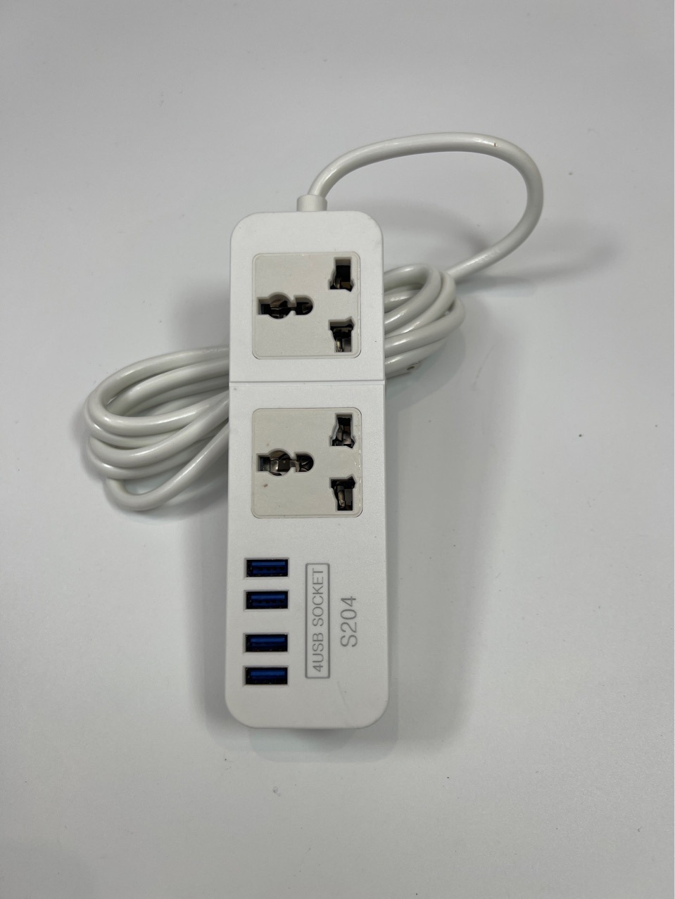 S204万能孔带USB排插两扁插头多功能插座外贸批发接线板插线板