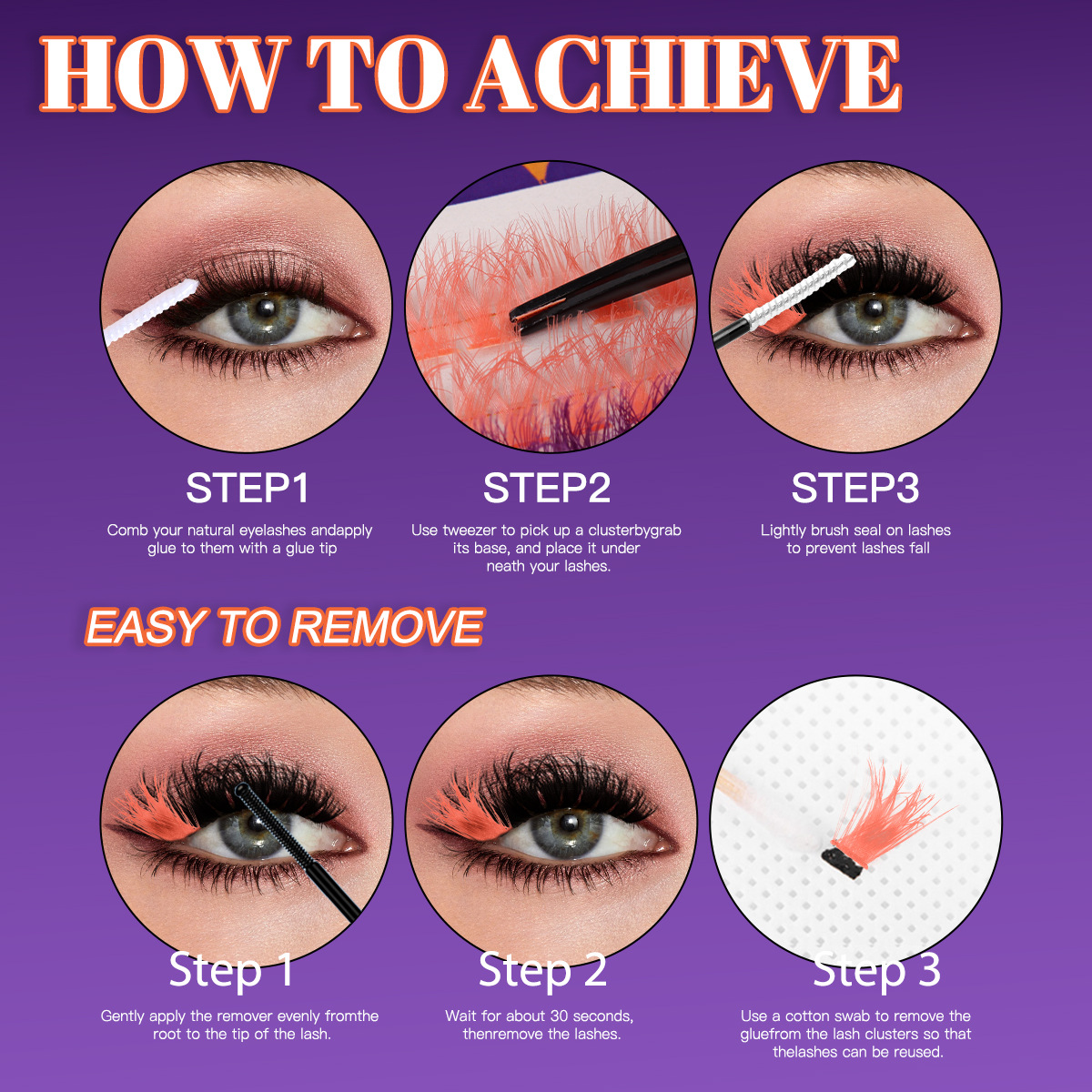 Cross border new Halloween colored false eyelashes set exaggerated curling thick single cluster eyelashes mixed wholesale_voghion.com