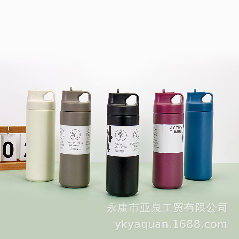 Taza de vacío de acero inoxidable de estilo japonés al aire libre mango portátil paja taza de agua taza de café portátil al por mayor