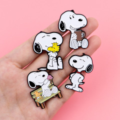 かわいい犬ブローチ漫画金属バッジクリエイティブバッグ衣類アクセサリー勲章衣類ブローチ英語アクセサリー